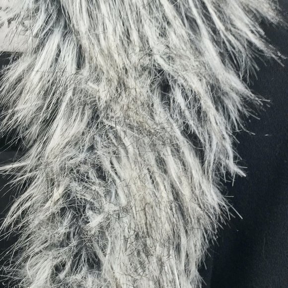 VTG Kasper 100% Wool Removeable Faux Fur Collar Blazer/Light Jacket 12 Black/Tan - Picture 8 of 16